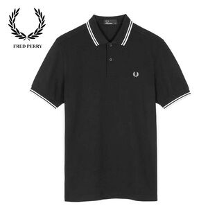 Fred Perry Twin Tipped Polo Black/White Slim Fit Medium